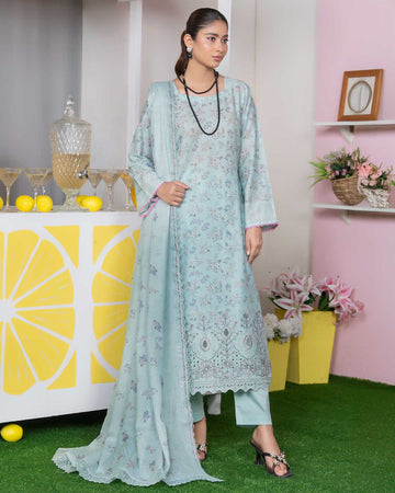 Emel - Digitally Printed Emb Lawn - 3 PC - Vol-573- D-08