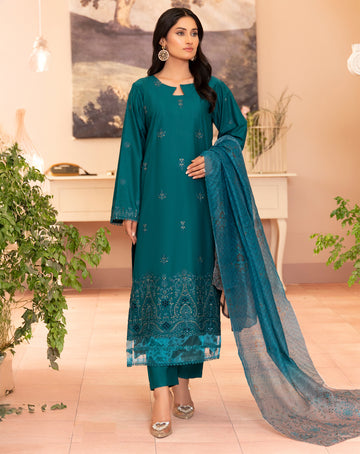 Roshi Multi Chikankari Lawn - 3Pc - Vol-559- D-01