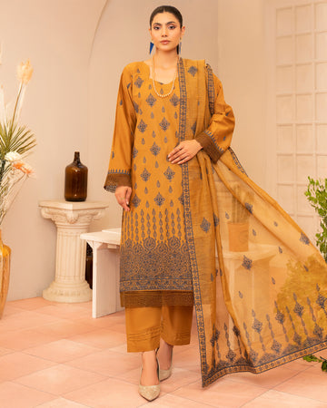Gul-e-Mehar Premium EMB Lawn - 3Pc - Vol-560- D-01