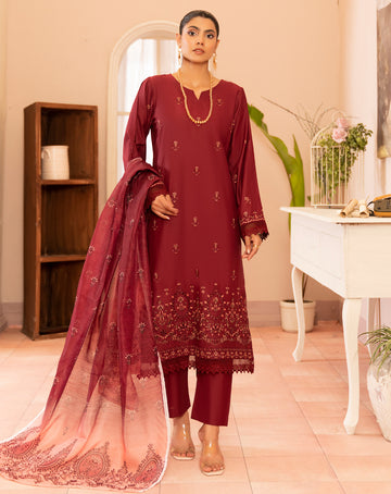 Roshi Multi Chikankari Lawn - 3Pc - Vol-559- D-02
