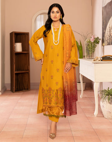 Roshi Multi Chikankari Lawn - 3Pc - Vol-559- D-03