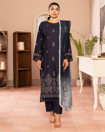 Roshi Multi Chikankari Lawn - 3Pc - Vol-559- D-04