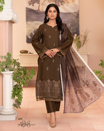 Roshi Multi Chikankari Lawn - 3Pc - Vol-559- D-06