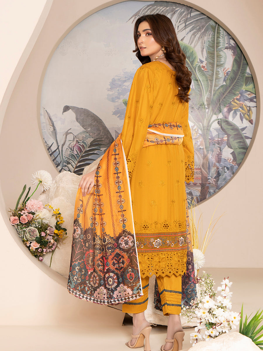 Marooj EMB Bana Doriya Lawn - 3Pc - Vol-306- D-01