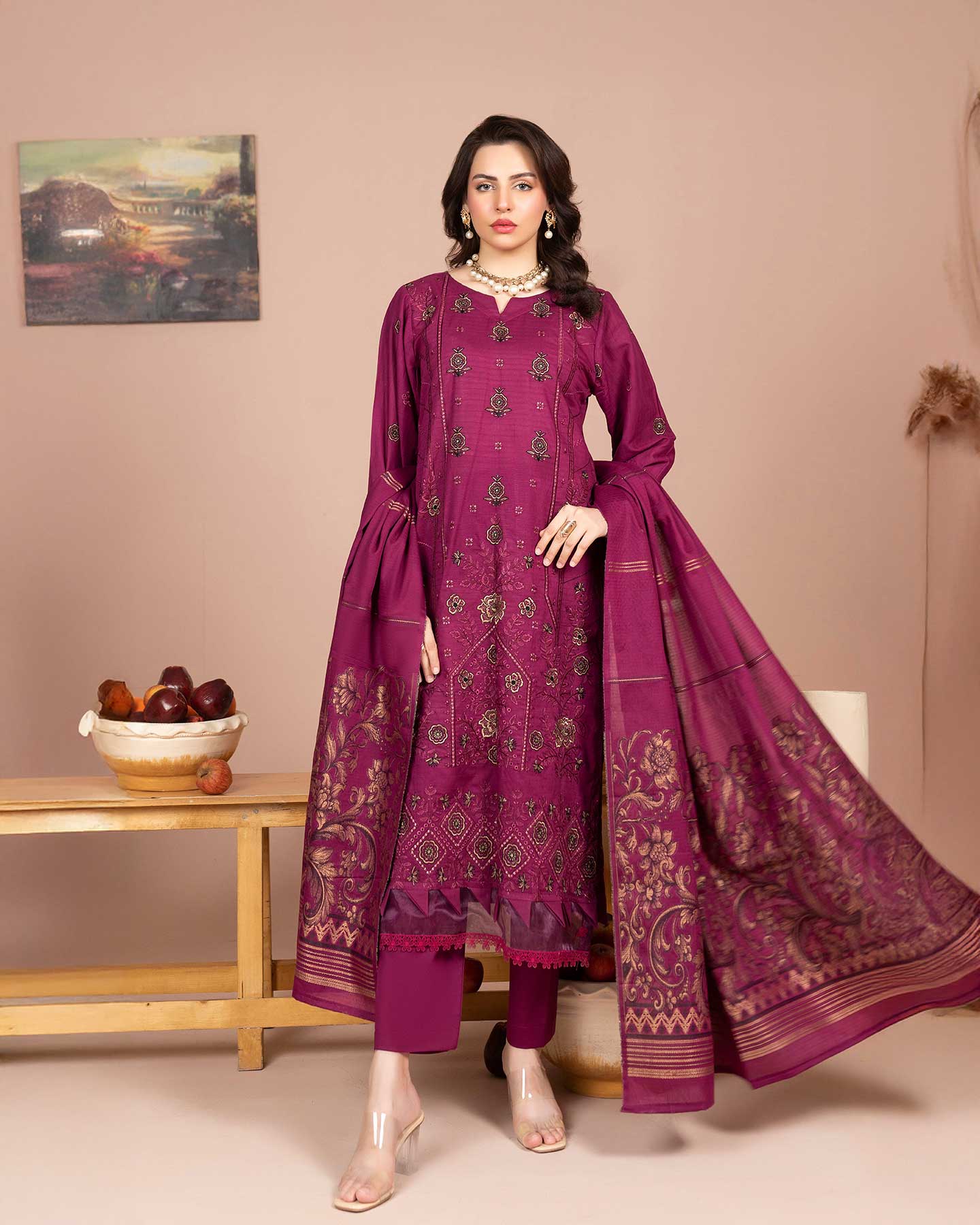 Zaria - Fancy EMB Bana Doriya Lawn - 3Pc - Vol-575- D-01