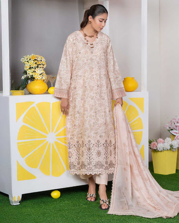 Emel - Digitally Printed Emb Lawn - 3 PC - Vol-573- D-03