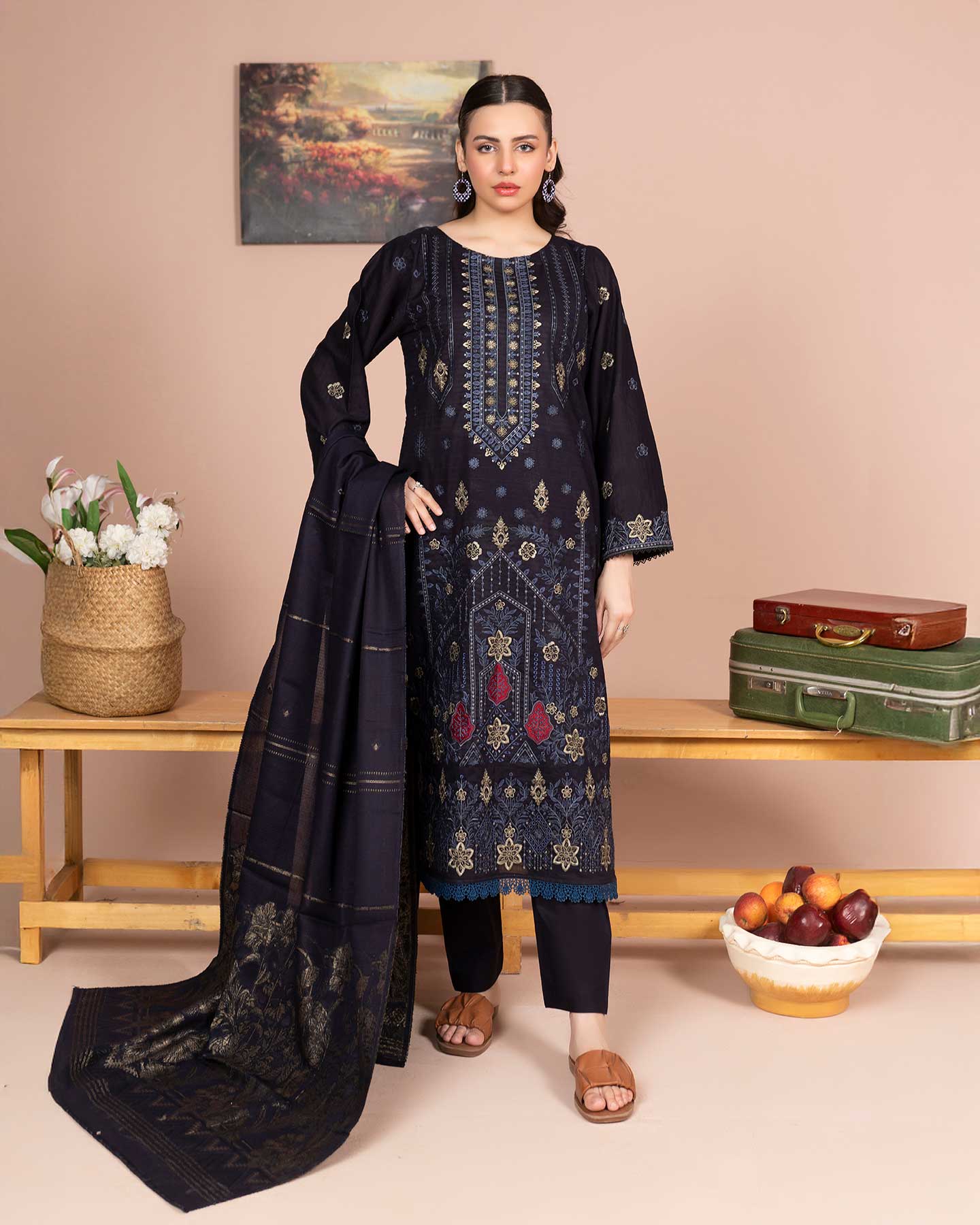 Zaria - Fancy EMB Bana Doriya Lawn - 3Pc - Vol-575- D-04