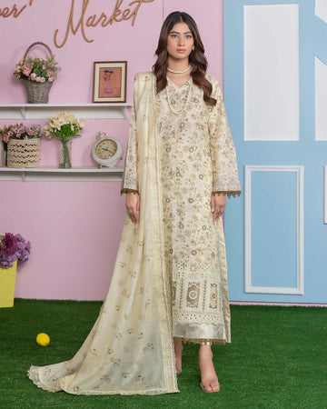Emel - Digitally Printed Emb Lawn - 3 PC - Vol-573- D-05