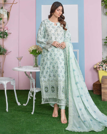 Emel - Digitally Printed Emb Lawn - 3 PC - Vol-573- D-06